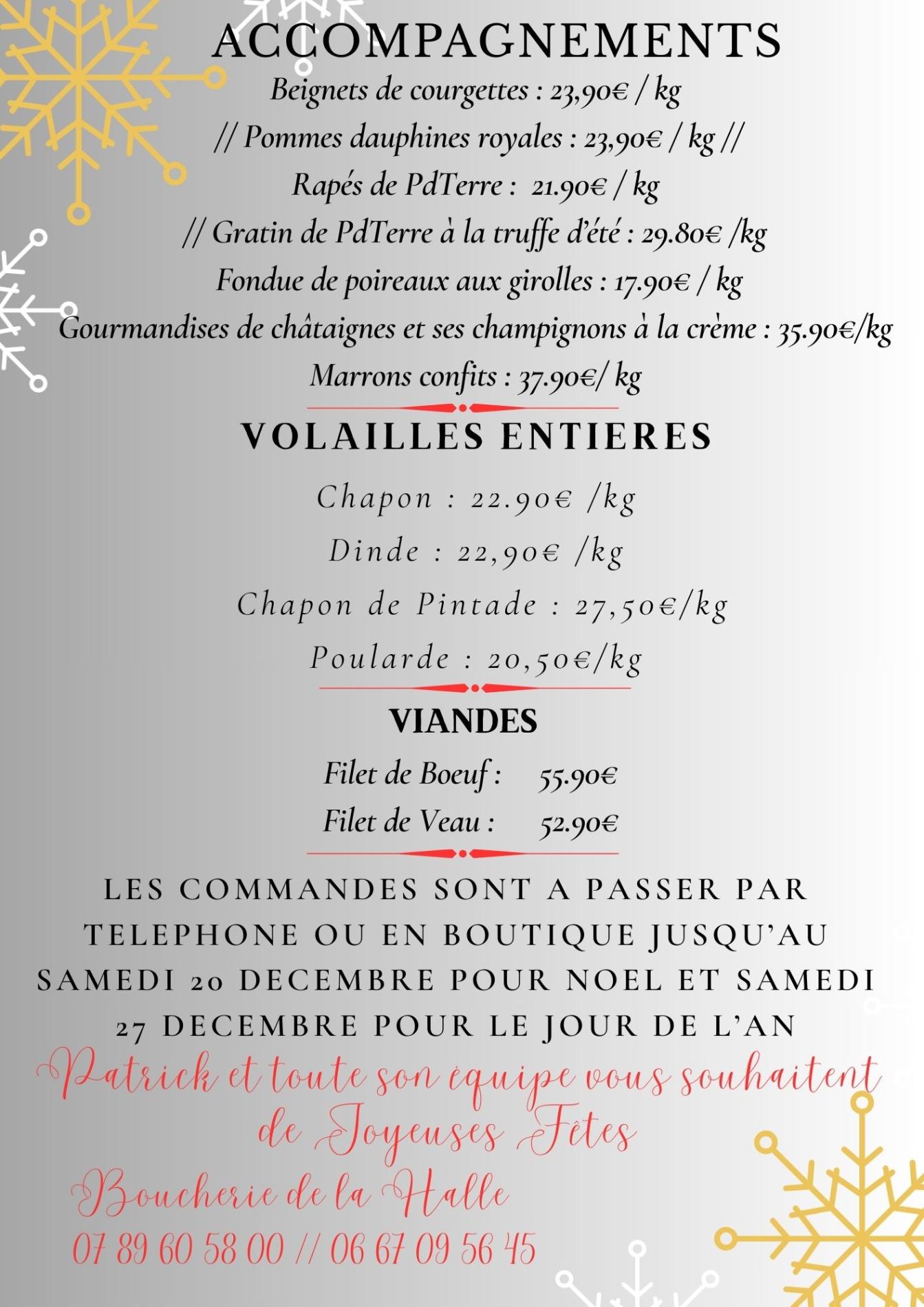 Carte des F&ecirc;tes de Fin d'Ann&eacute;e